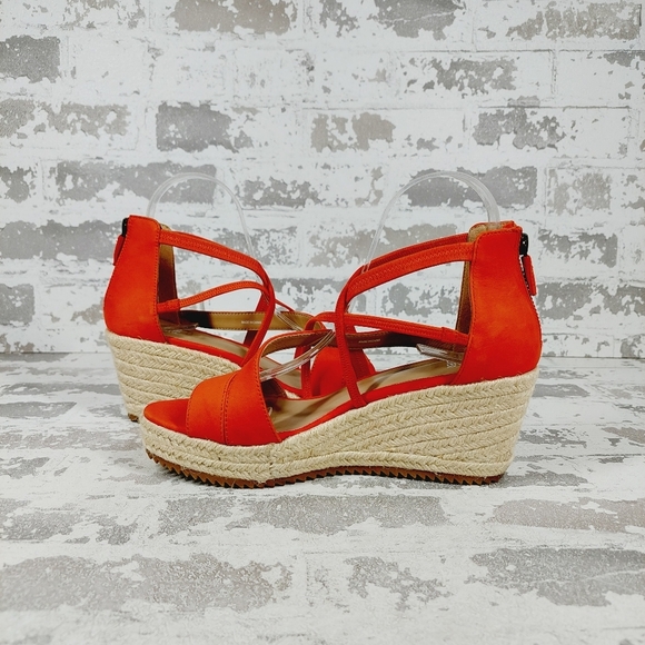 NEW Eileen Fisher Wanda Orange Leather Espadrille Sandals X95 - Picture 5 of 12